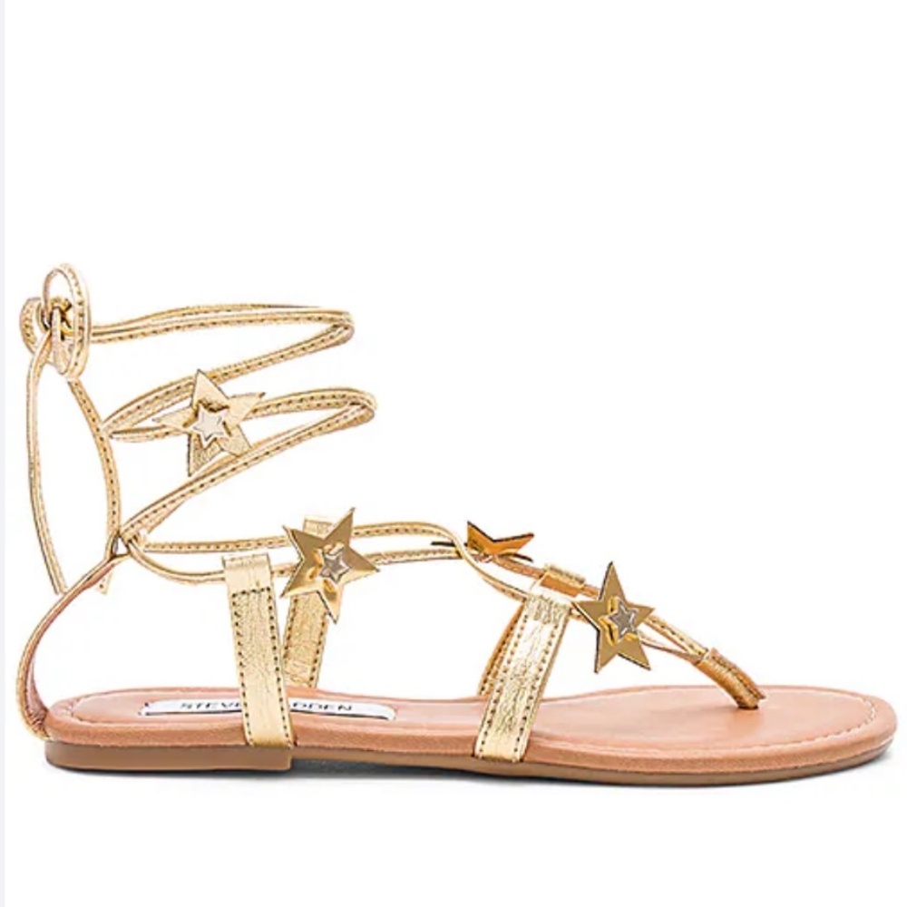 Steve Madden Gold Jupiter star gladiator tie sandals size 7